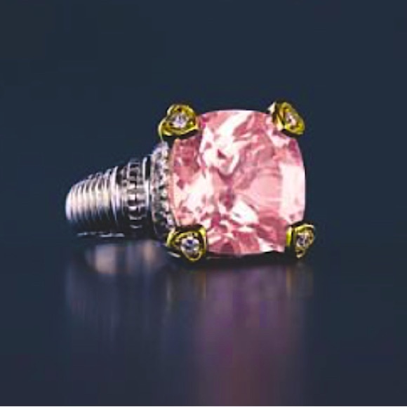 Judith Ripka Pink Crystal & Diamond JR TWO Sterling Silver 18K Fontaine Ring - 5 - Picture 14 of 14